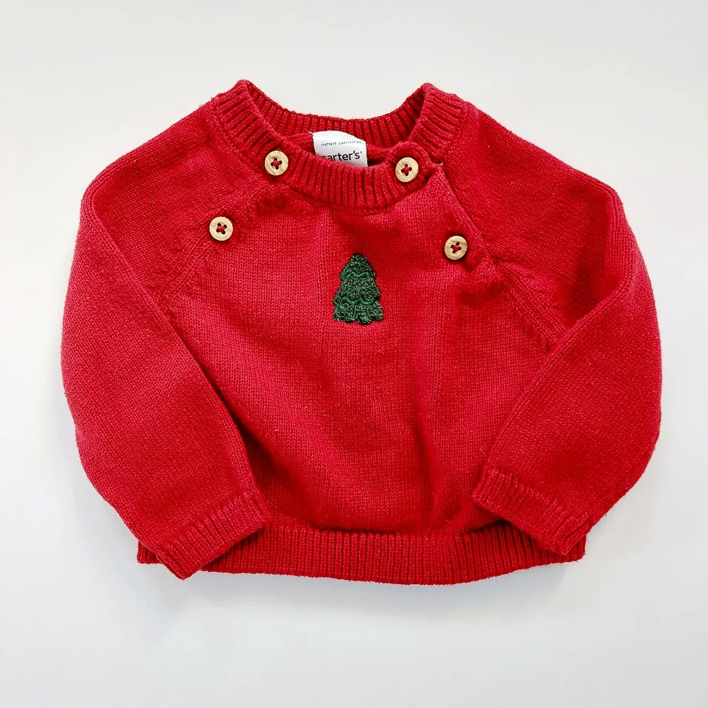 Red Christmas Sweater with Tree Newborn Carters 100% cotton‎